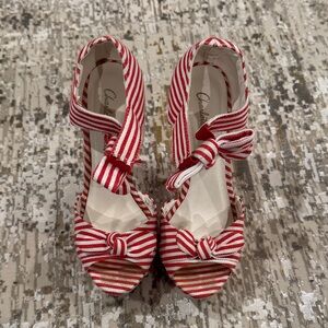 Charlotte Russe Red and White Striped Heels